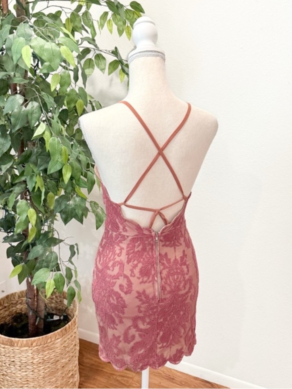 Angel Biba Lace Dress Mauve Size 8